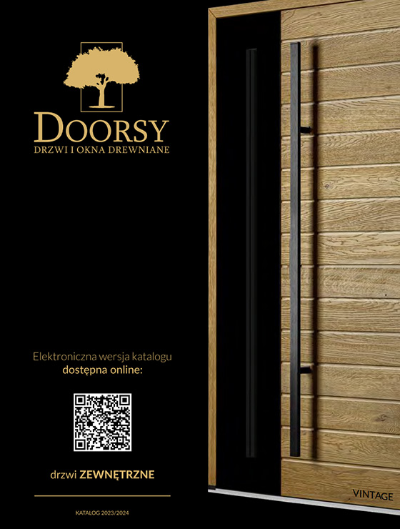 zdjęcie przedstawiające okładkę katalogu doorsy, producenta drzwi i okien drewnianych