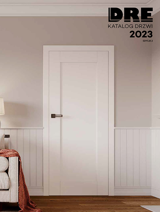 zdjęcie przedstawiające okładkę katalogu firmy dre, producenta drzwi wewnętrznych, edycja katalogu 2023